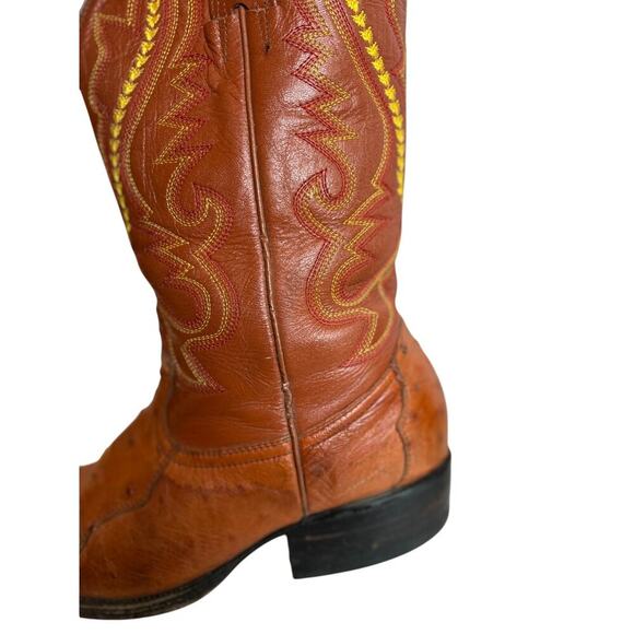 R&R Western Wear Men\'s Ostrich Cowboy‎ Exotic Leather Boots ~Size 7 main image 7
